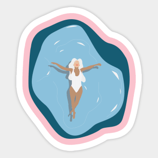 Woman in the pool Sticker